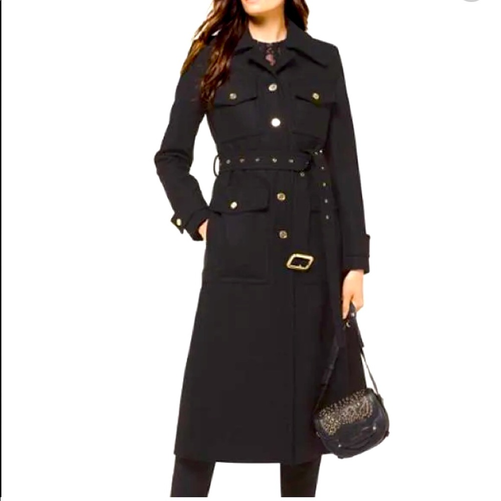 Michael Kors Wool Trenchcoat - black with gold hardware